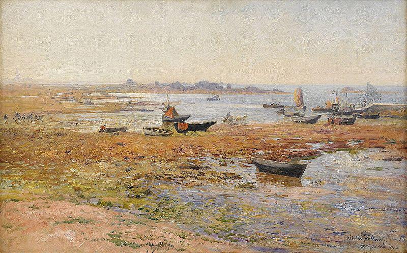 Alfred Wahlberg Fishing Boats at Saint Guenole oil painting image